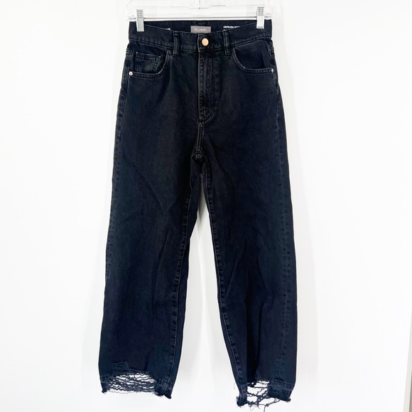 DL1961 Denim - DL1961 Hepburn Wide Leg High Rise Vintage Jeans Distressed Hems